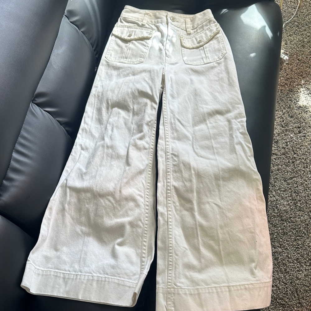 Zimmermann Cream Flare Wide-Leg Jeans